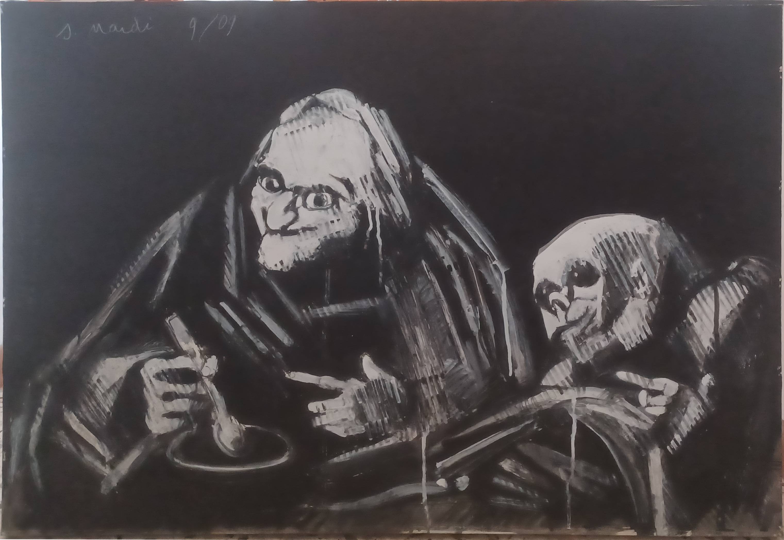 LOS DOS VIEJOS COMIENDO (DEFIGURAZIONE) OMAGGIO A GOYA